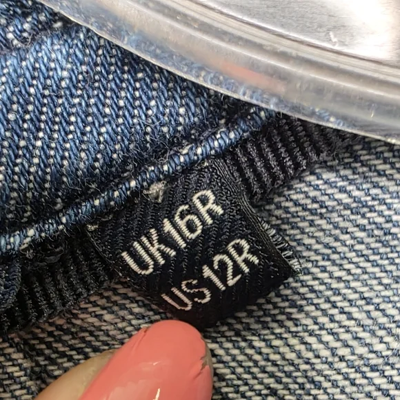 Boden Denim Tiered Midi Dress Ruffle Collar Blue US 12R - Picture 11 of 14